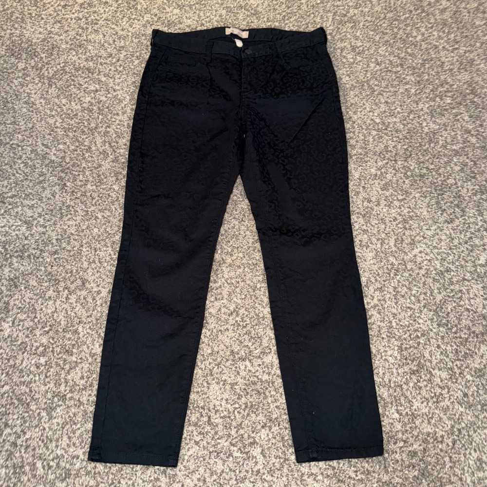 Banana Republic Black Leopard Jacquard Skinny Fit Petite Pants 29/8P